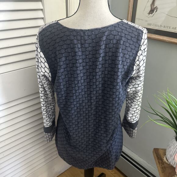 MARGARET WINTERS Sweater Small Cardigan Gray Geometric Lagenlook Artsy Fall - Picture 4 of 10